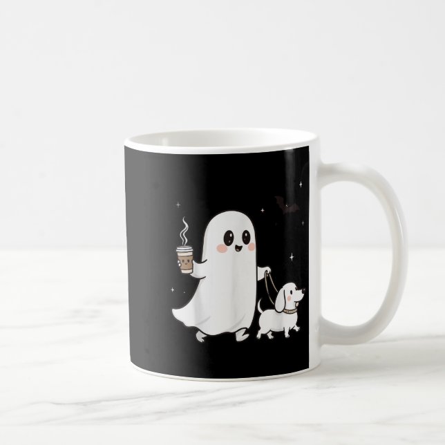 Halloween Ghost Walking Dog Soky Season Halloween  Kaffemugg (Höger)