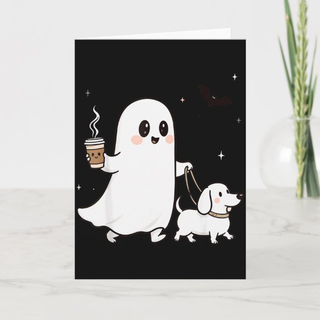 Halloween Ghost Walking Dog Soky Season Halloween  Kort (Framsida)