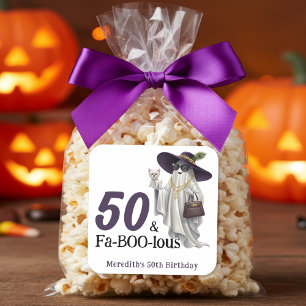 Halloween Ghost Women's Fabulous 50:e födelsedagen Fyrkantigt Klistermärke