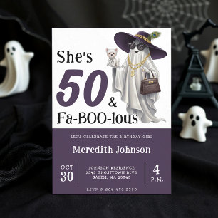 Halloween Ghost Women's Fabulous 50:e födelsedagen Inbjudningar