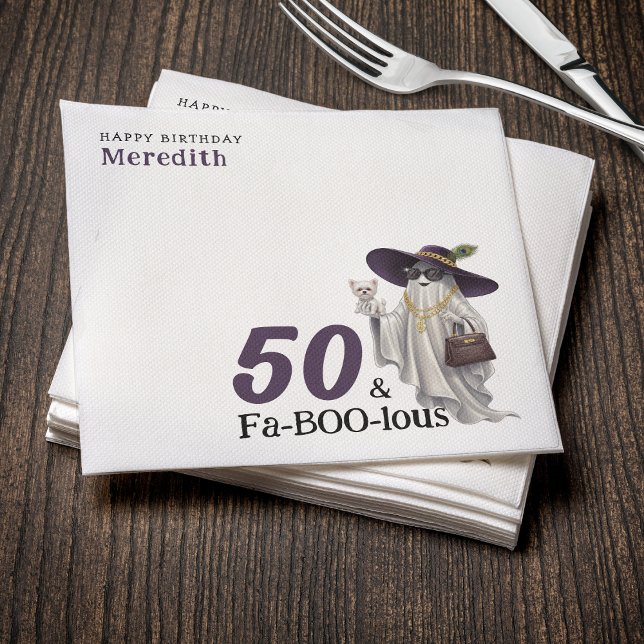 Halloween Ghost Women's Fabulous 50:e födelsedagen Pappersservett (Halloween Ghost Women's Fabulous 50th Birthday Napkins
)