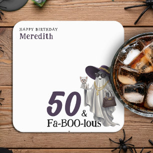 Halloween Ghost Women's Fabulous 50:e födelsedagen Underlägg Papper Kvadrat
