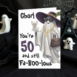 Halloween Ghost Womens Funny Lycklig 50:e födelsed Kort