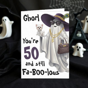 Halloween Ghost Womens Funny Lycklig 50:e födelsed Kort
