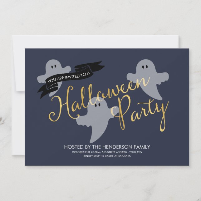 Halloween Ghosties - inbjudan till Halloween fest (Framsida)