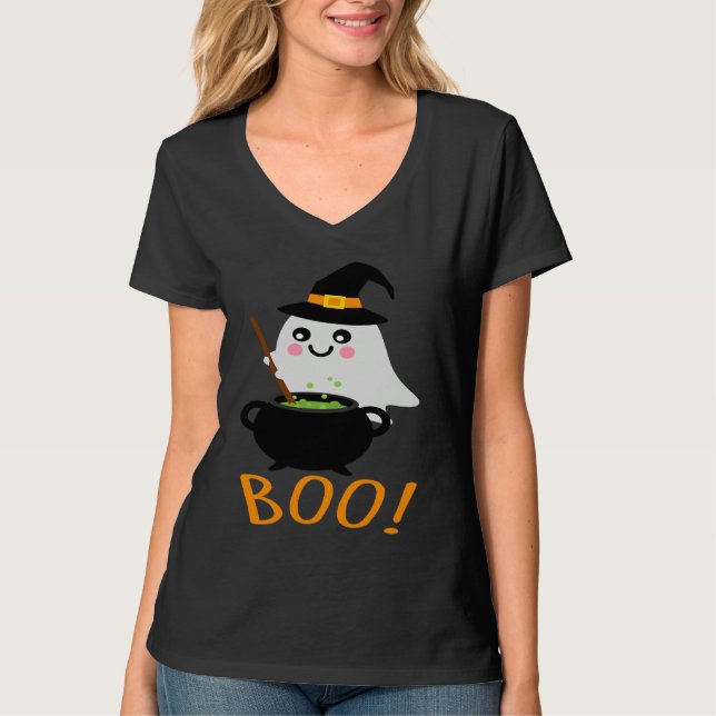 Halloween Ghosts with Magic Cauldron  Magic Potion T Shirt (Framsida)