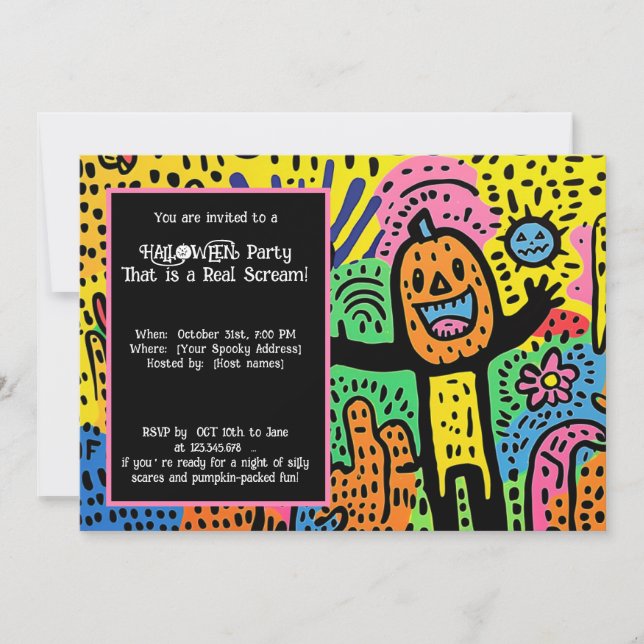 Halloween Ghoul Doodle Extravaganza Inbjudningar (Framsida)