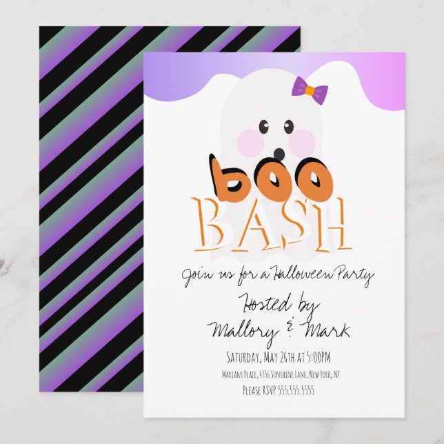 Halloween Ghoul Ghost Party Boo Bash-inbjudan Inbjudningar (Fram/baksida)