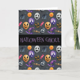’Halloween Ghoul’ Grått Halloween Mönster Kort