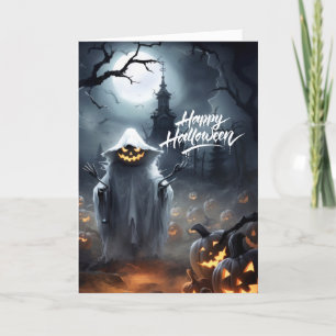 Halloween Ghoul i ett Jackolanternmönster Helgkort