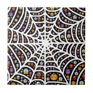 Halloween Ghouls & Goblins i ett Spindelnät Kakelplatta