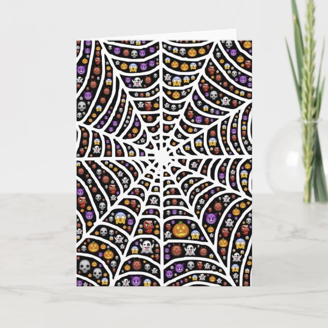 Halloween Ghouls & Goblins i ett Spindelnät Kort (Framsida)