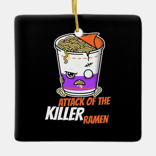 Halloween Gift | Attack mot Ramen Julgransprydnad Keramik (Framsida)