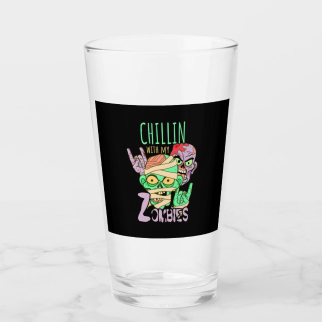Halloween Gift | Chillin med mina vänner Glaskopp (Framsida)