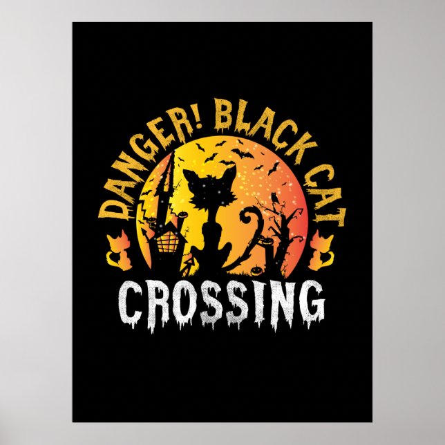 Halloween Gift | Farlig katt som korsar födelsedag Poster (Framsidan)