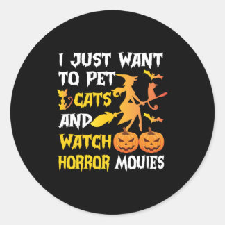 Halloween Gift | Jag vill bara äta katter på födel Runt Klistermärke