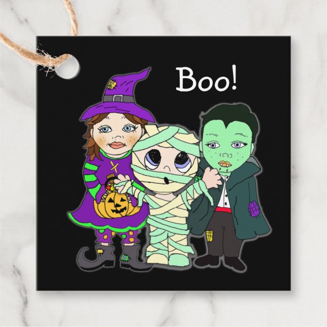 Halloween Gift Märkre, Witch, Mummy och Vampire Gåvor Etiketter (Framsida)