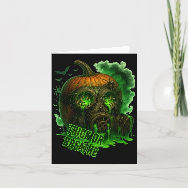 Halloween Giftig Pumpa Gas Mask Skräck Slitande Kort (Framsida)