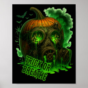 Halloween Giftig Pumpa Gas Mask Skräck Slitande Poster