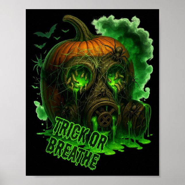 Halloween Giftig Pumpa Gas Mask Skräck Slitande Poster (Framsidan)