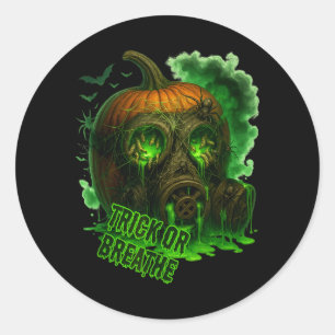 Halloween Giftig Pumpa Gas Mask Skräck Slitande Runt Klistermärke