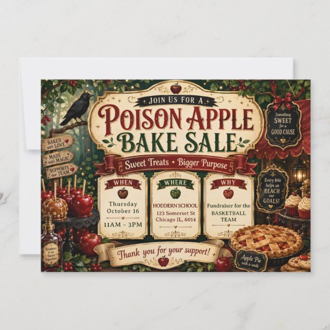 Halloween Giftigt Äpple Bakförsäljning Inbjudningar (Framsida)