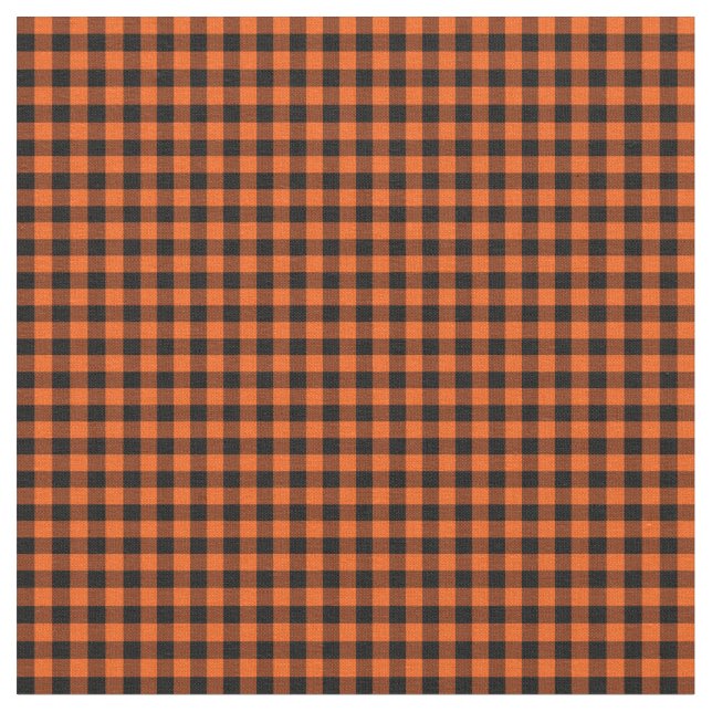 Halloween Gingham 01-Orange-Black Fabric Tyg (Närbild)