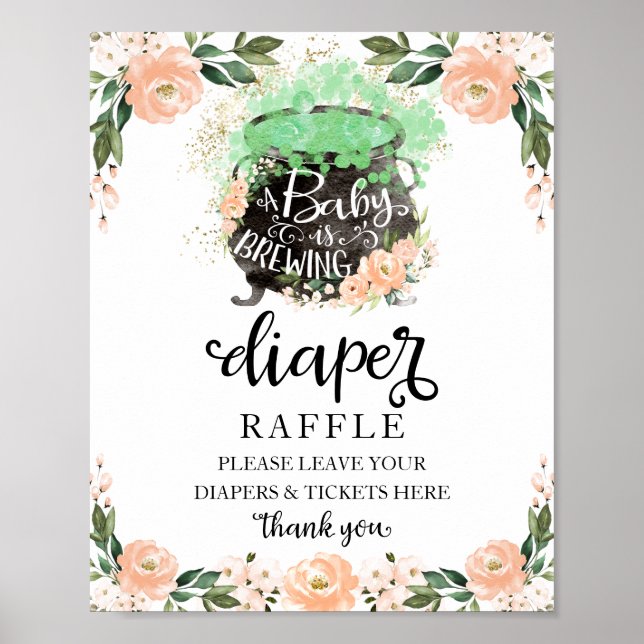Halloween Girl Baby Shower Diaper Raffle Game Sign Poster (Framsidan)