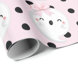 Halloween Girl Birthday Rosa Black Polka dot Ghost Presentpapper