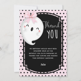 Halloween Girl Birthday Rosa Black Polka dot Tack Kort