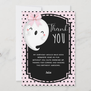 Halloween Girl Birthday Rosa Black Polka dot Tack Kort