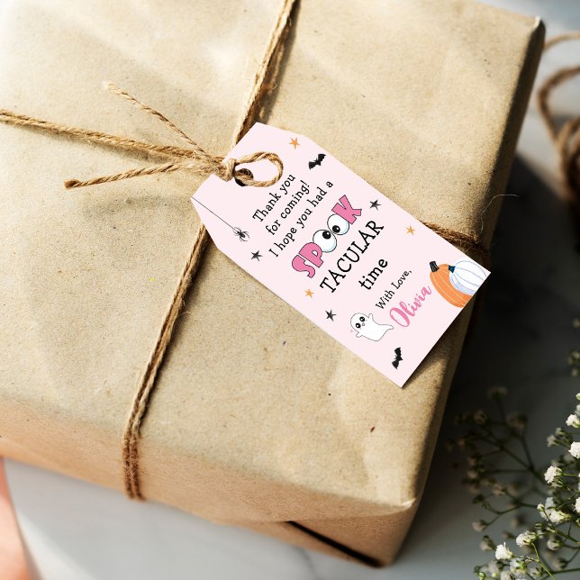 Halloween Girl Birthday Spooky Cute Ghost Presentetikett (Skapare uppladdad)