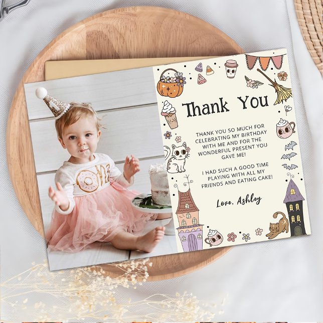 Halloween Girl Ghost Birthday Photo - tackkort Tack Kort (Skapare uppladdad)