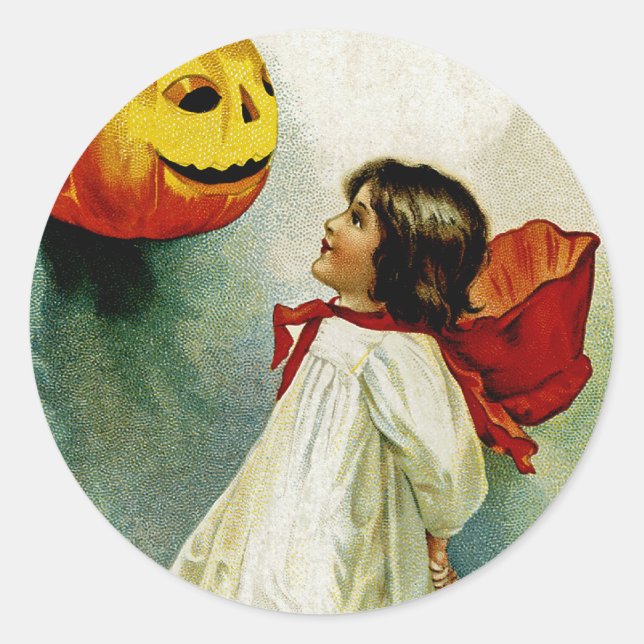 Halloween Girl Runt Klistermärke (Framsida)