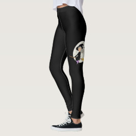 Halloween Girl Witch som flyger av Måne Black Leggings