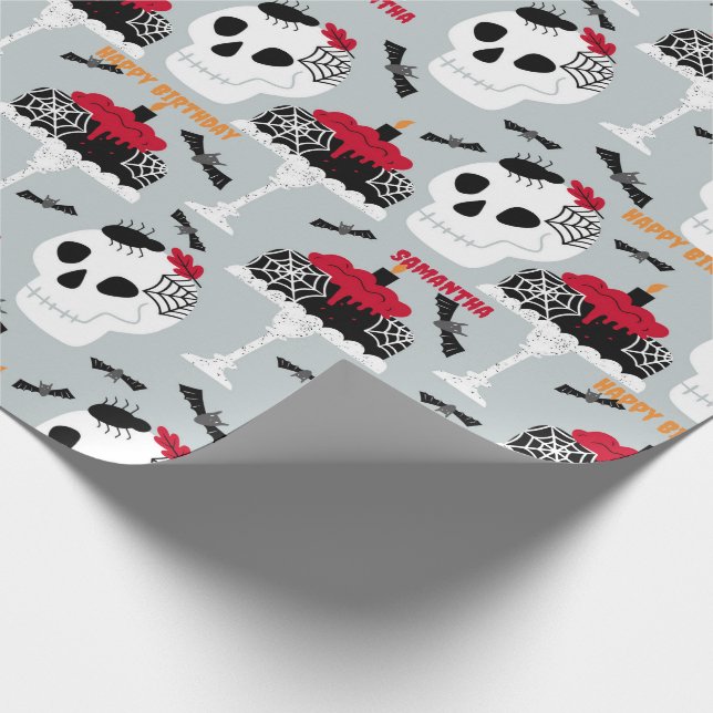 Halloween Girl's Birthday Cake Namn Age Presentpapper (Hörn)