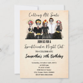 Halloween Girls Natt ut i Day of the dead Inbjudningar