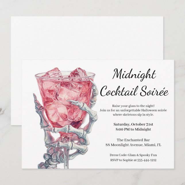 Halloween Girls Natt ut | Spooky Cocktail Party Inbjudningar (Fram/baksida)