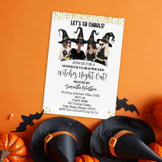 Halloween Girls nattetid ute på Witches Party Inbjudningar
