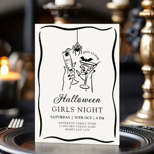 Halloween Girls Night Hand plockade-inbjudan Inbjudningar