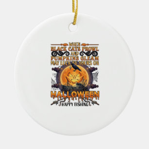 Halloween Glad Fiske Svarta Katter Pumpa Kråka A Julgransprydnad Keramik