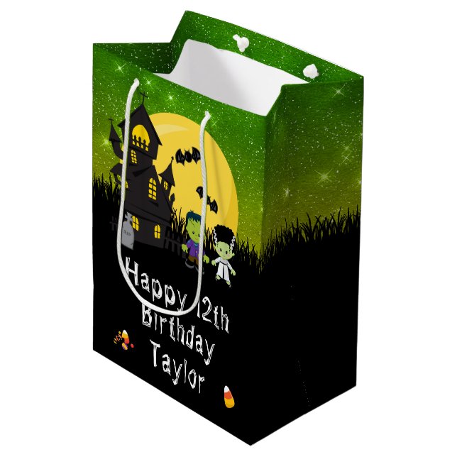 Halloween Glad födelsedag Monster Grön (Framsidan Vinklad)