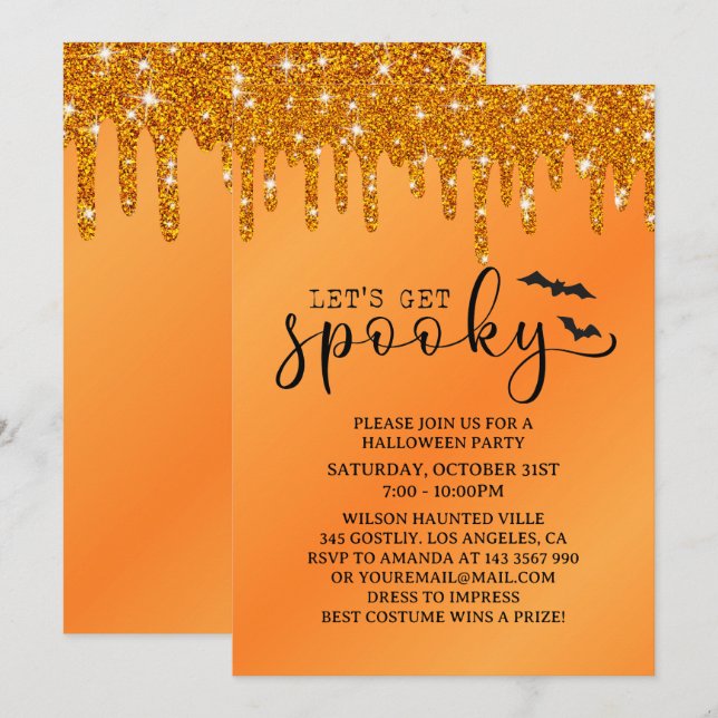 Halloween Glitter Drips  Inbjudningar (Fram/baksida)