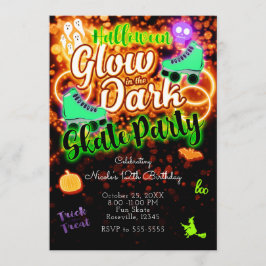 Halloween Glöd i mörkret Rullskridsko Party Inbjudningar