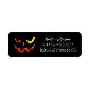 Halloween glödande ansikteadressetiketter returadress etikett
