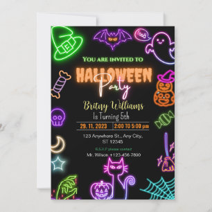 Halloween Glow Mörk Neon Inbjudningar