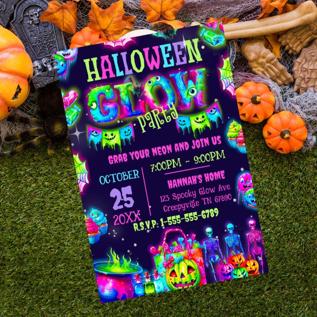 Halloween Glow Party-inbjudan Inbjudningar (Halloween Glow Party)