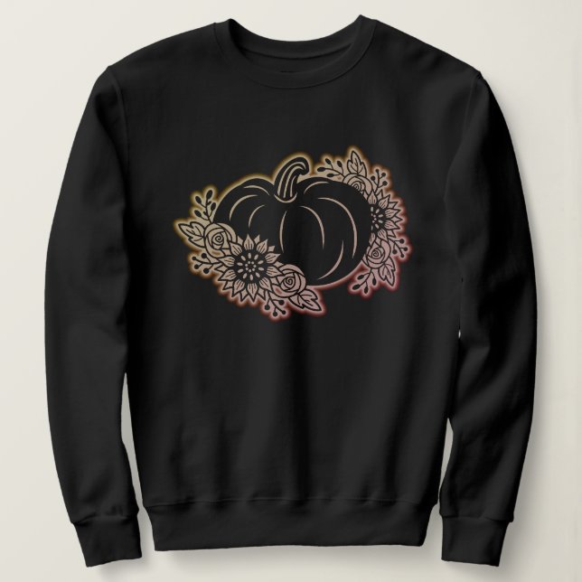 Halloween Glow Pumpkin Sweatshirt Womens T Shirt (Design framsida)