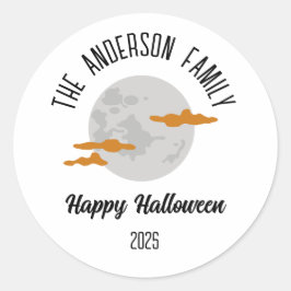 Halloween Glowing Full Moon Personlig Namn Runt Klistermärke