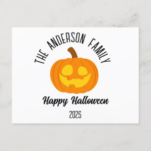 Halloween Glowing Pumpkin Ansikte Personlig Namn Helg Vykort